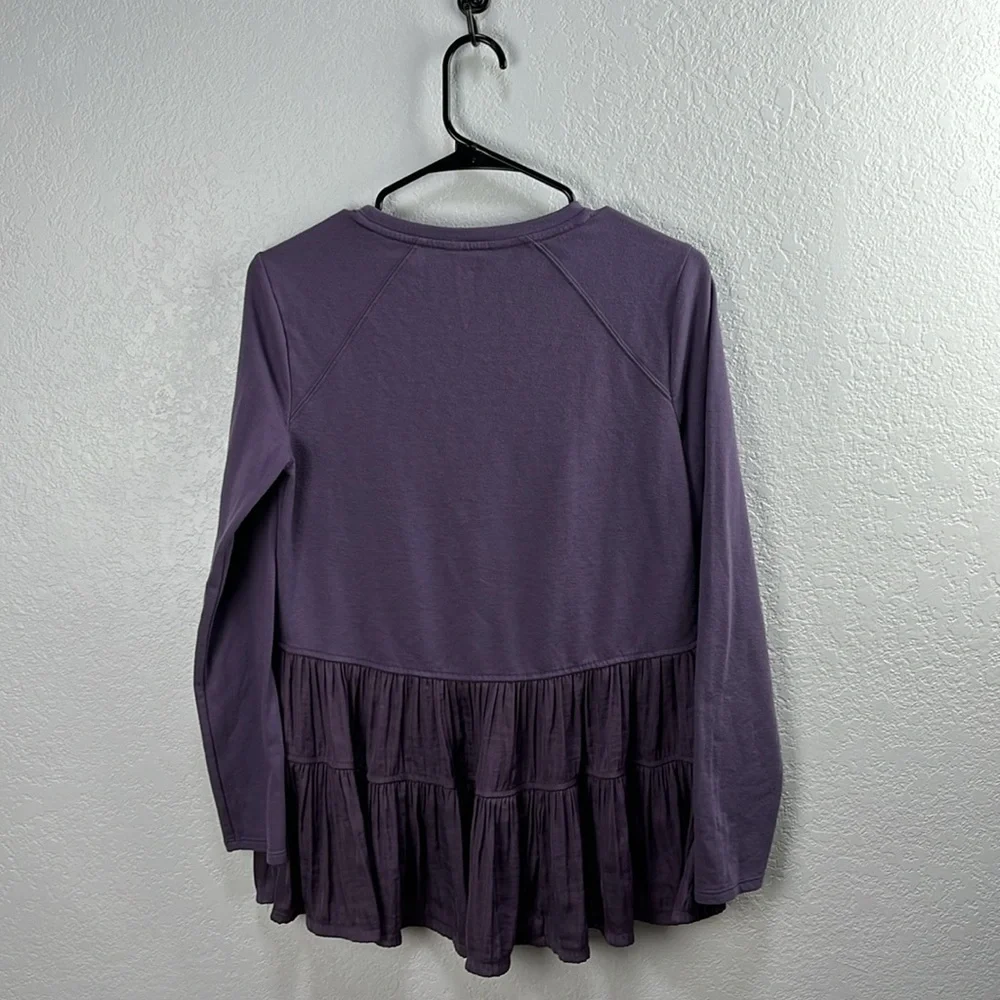 Simply‎ Vera Vera Wang Women’s Purple Peplum Blouse Casual Pullover Sz S chic - Picture 8 of 9